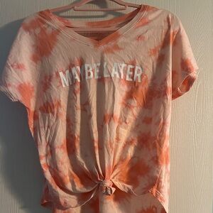 Fifth Sun Orange Tie-Dye 'Maybe Later' Tee
